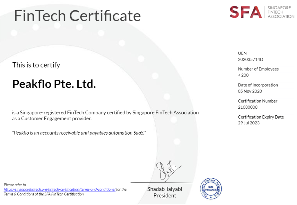 SFA certificate
