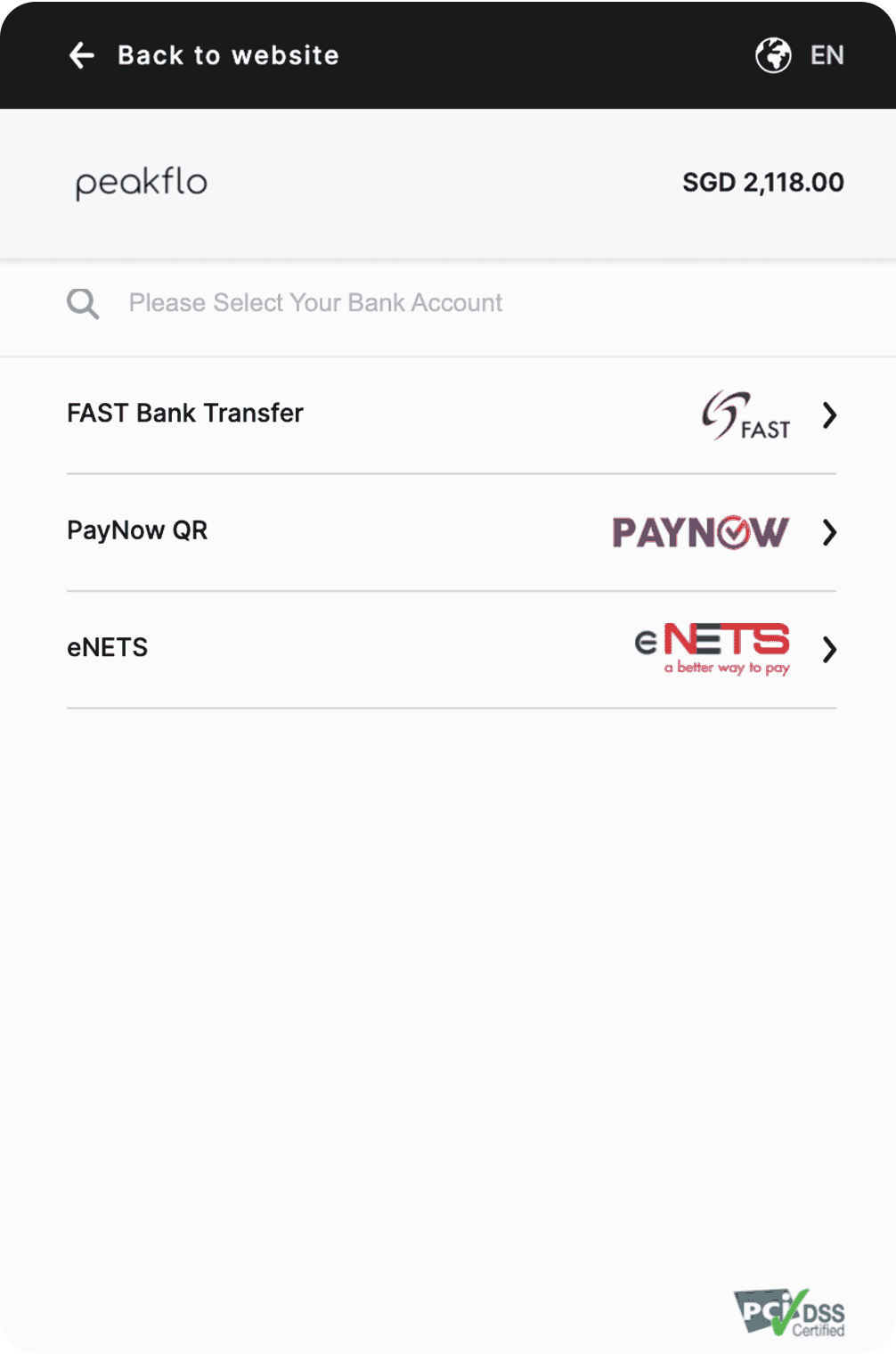 Payment option Peakflo