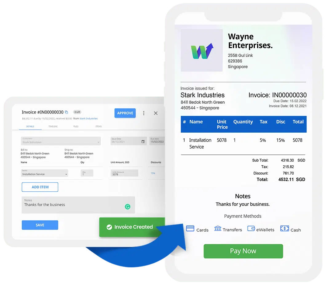 Receive payments straight to your bank account with invoice creation