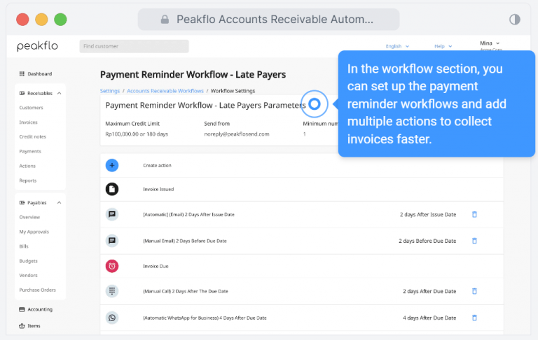 Peakflo accounts receivable product tour