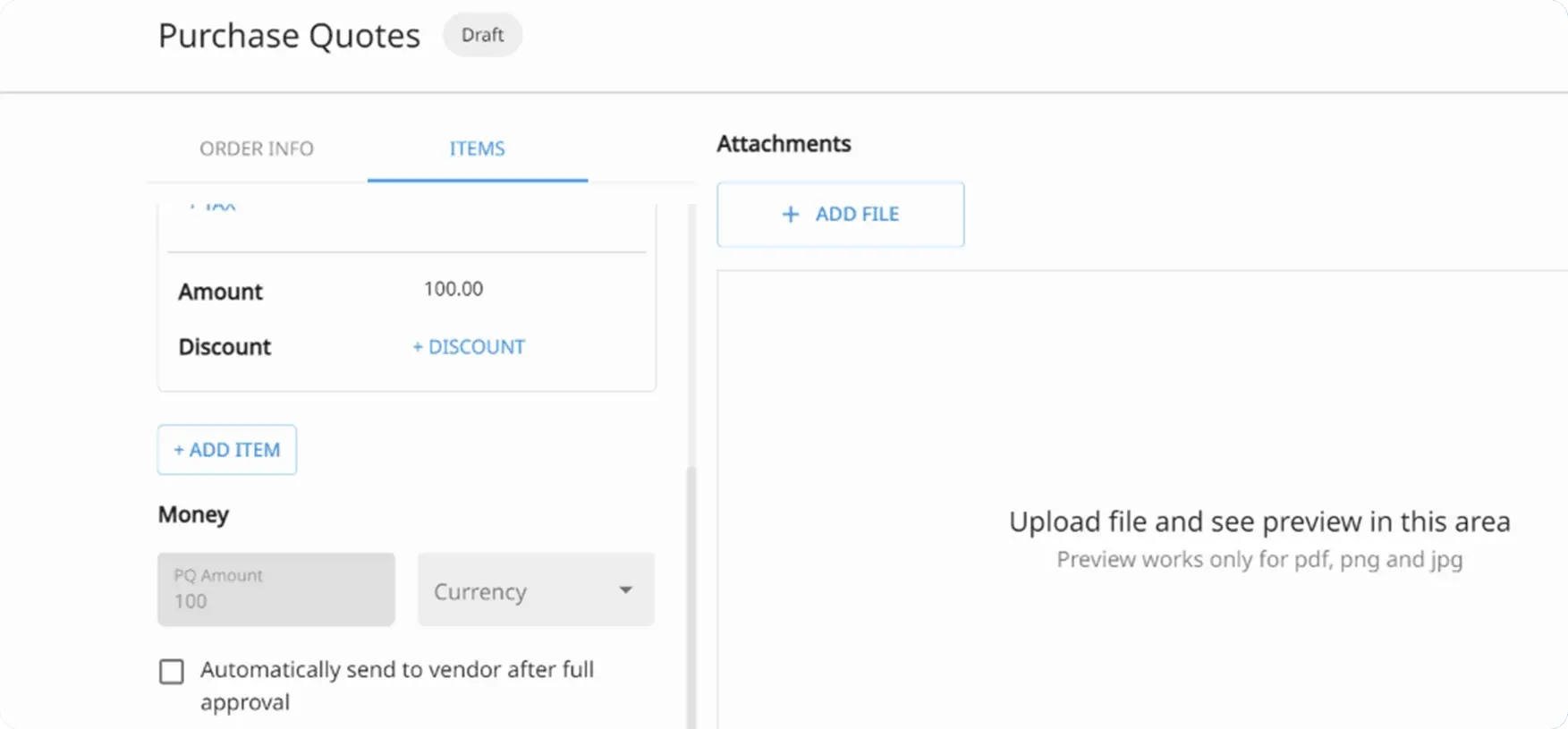 Automatically send the purchase order for approval