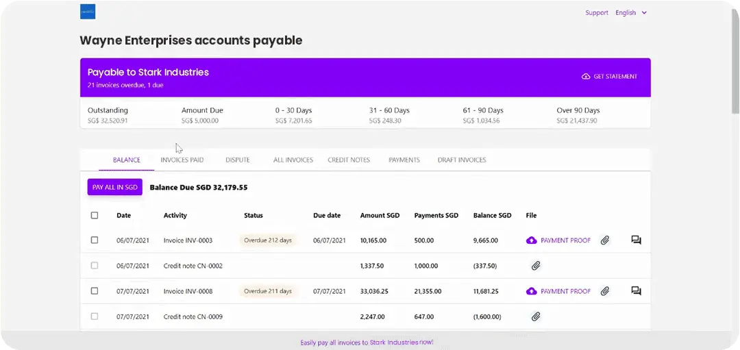 Download customer's statement of accounts from the customer portal
