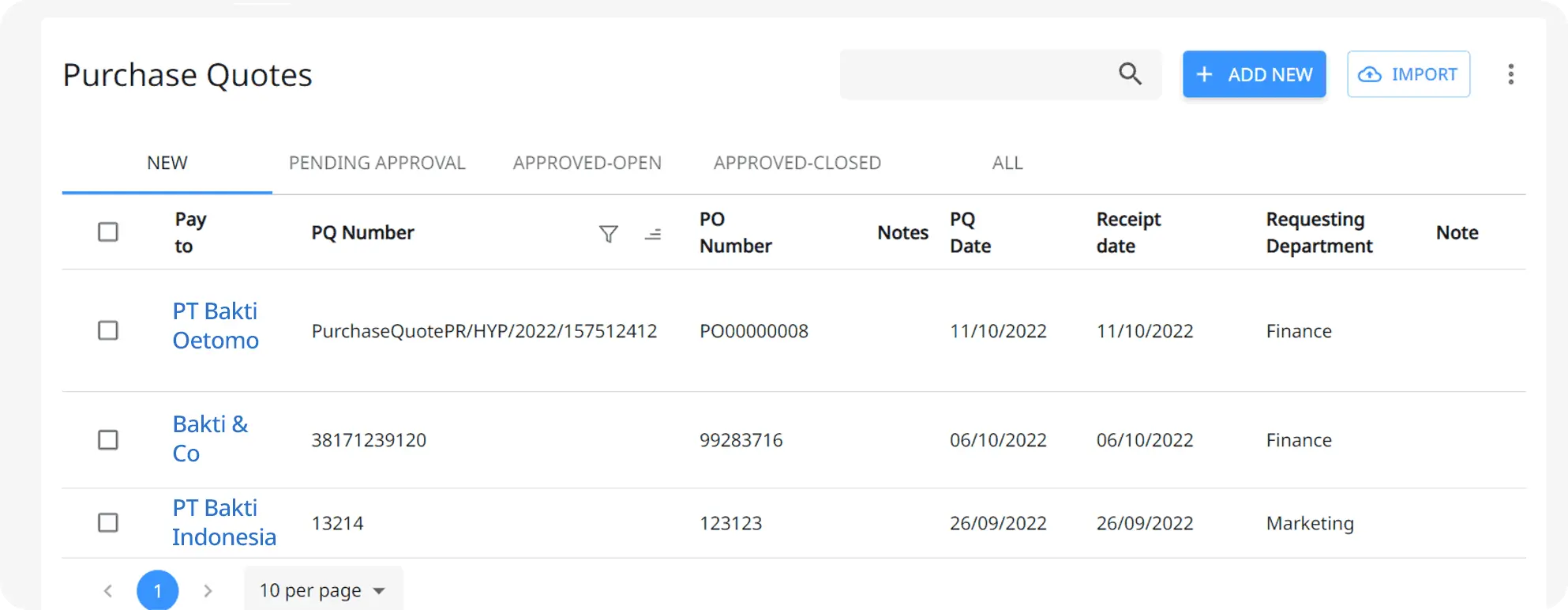 Export purchase orders from Peakflo