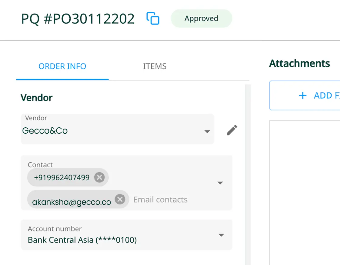 Communicate with vendors in real-time through WhatsApp