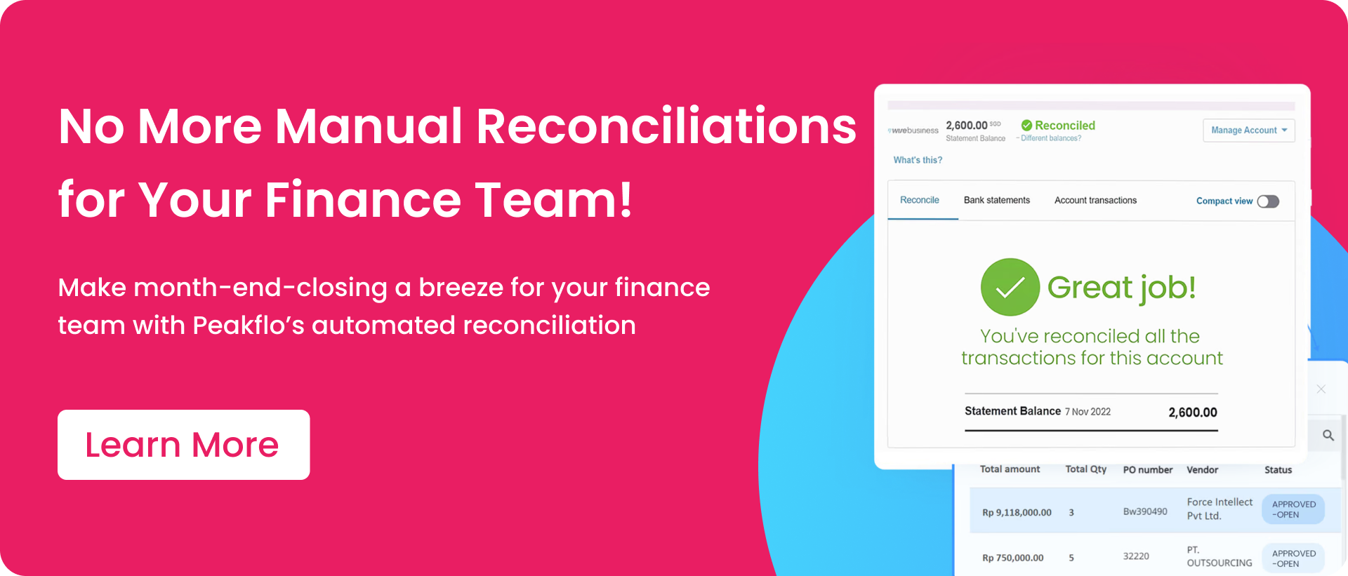 automated reconciliation with peakflo