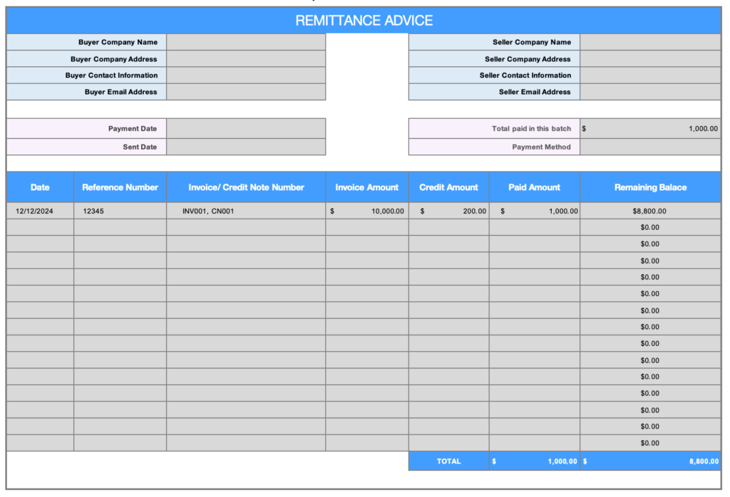 remittance advice template