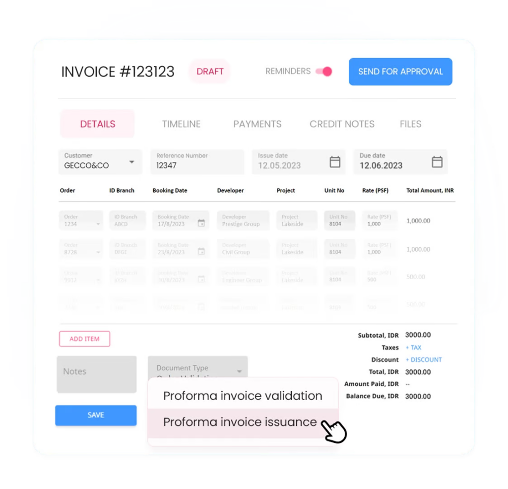 proforma invoice issueance