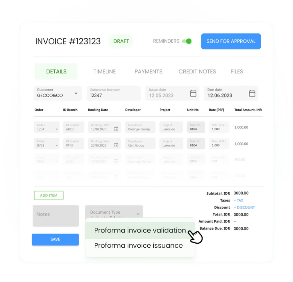 proforma invoice validation